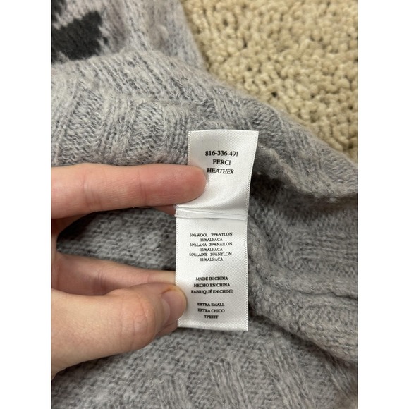 Rails Sweater Womens XS Gray Perci Heather Lightning Bolt Wool Alpaca Crewneck - Picture 3 of 5